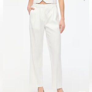 J crew Linen-blend wide-leg pleated trouser pant